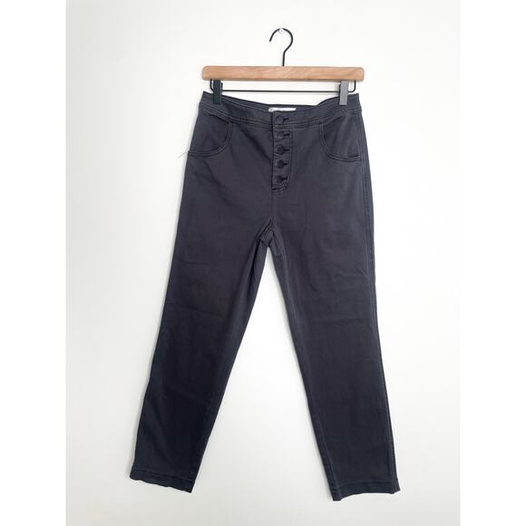 Lila Ryan Jess Cropped Straight Leg Twill Pants Size 4 Gray Button Fly - Picture 2 of 9